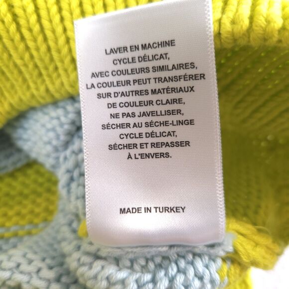 Mersea Voyageur Chunky Knit Sweater S Striped Blue Yellow Nautical Coastal Beach - Picture 10 of 10